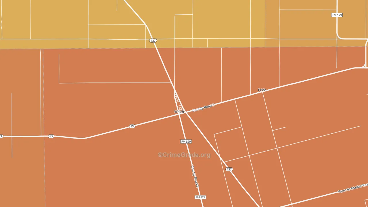 Welch, TX Map of Drug-Related Crime Rates
