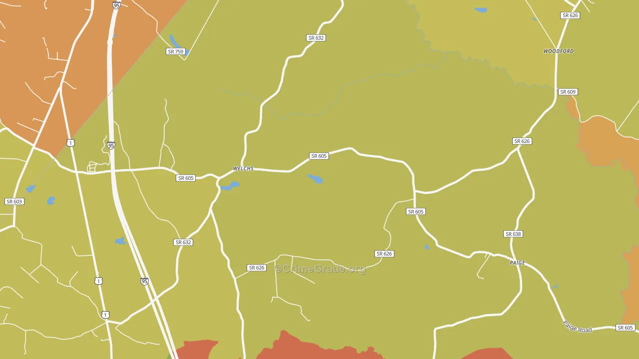 Welchs, VA Map of Drug-Related Crime Rates