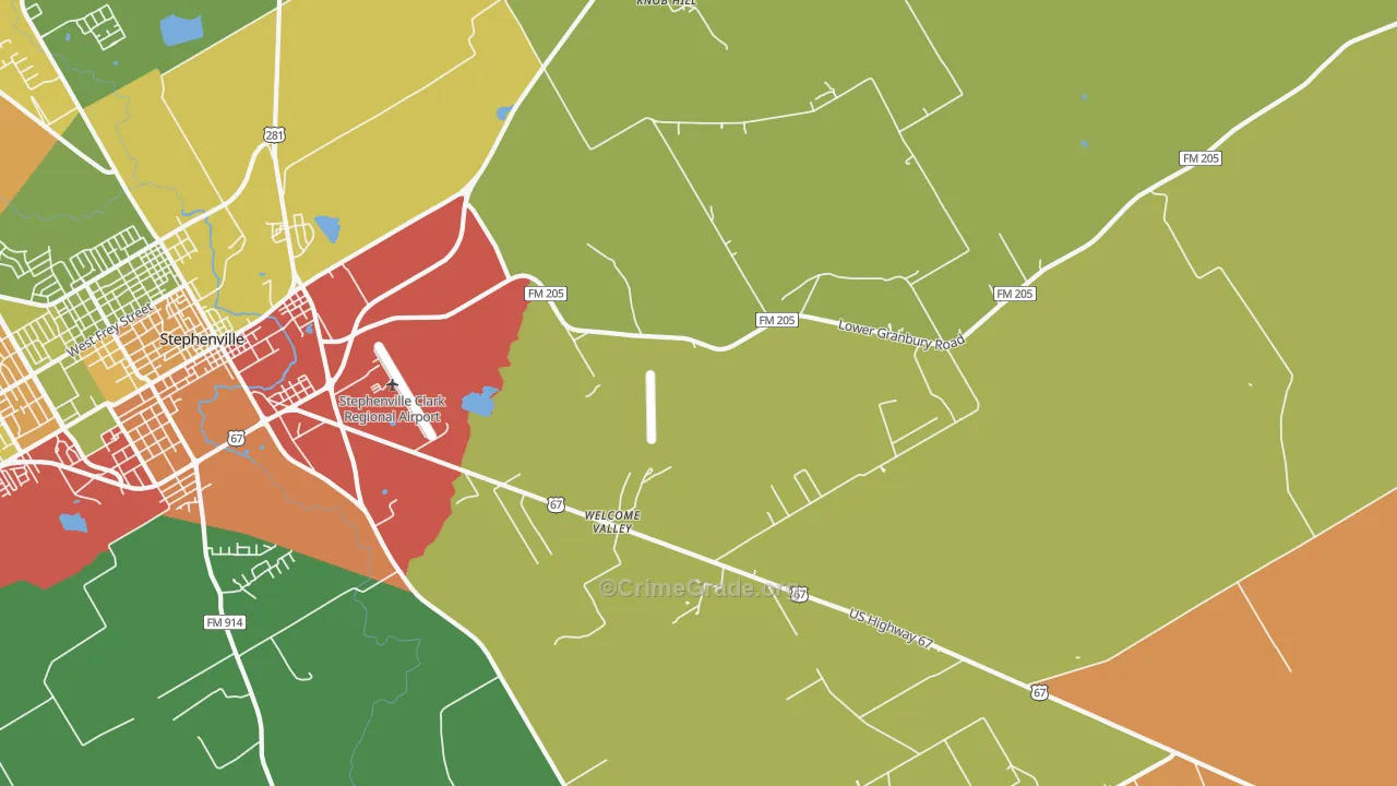 Welcome Valley, TX Map of Drug-Related Crime Rates
