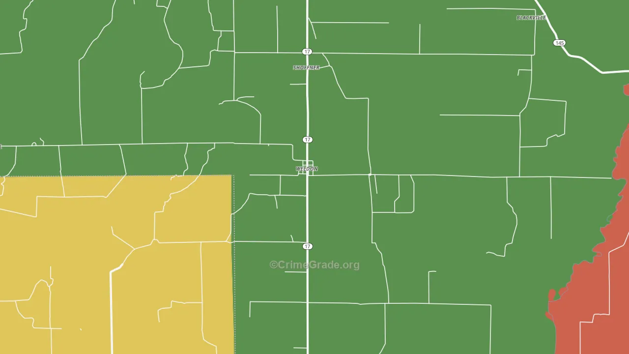 Weldon, AR Map of Drug-Related Crime Rates