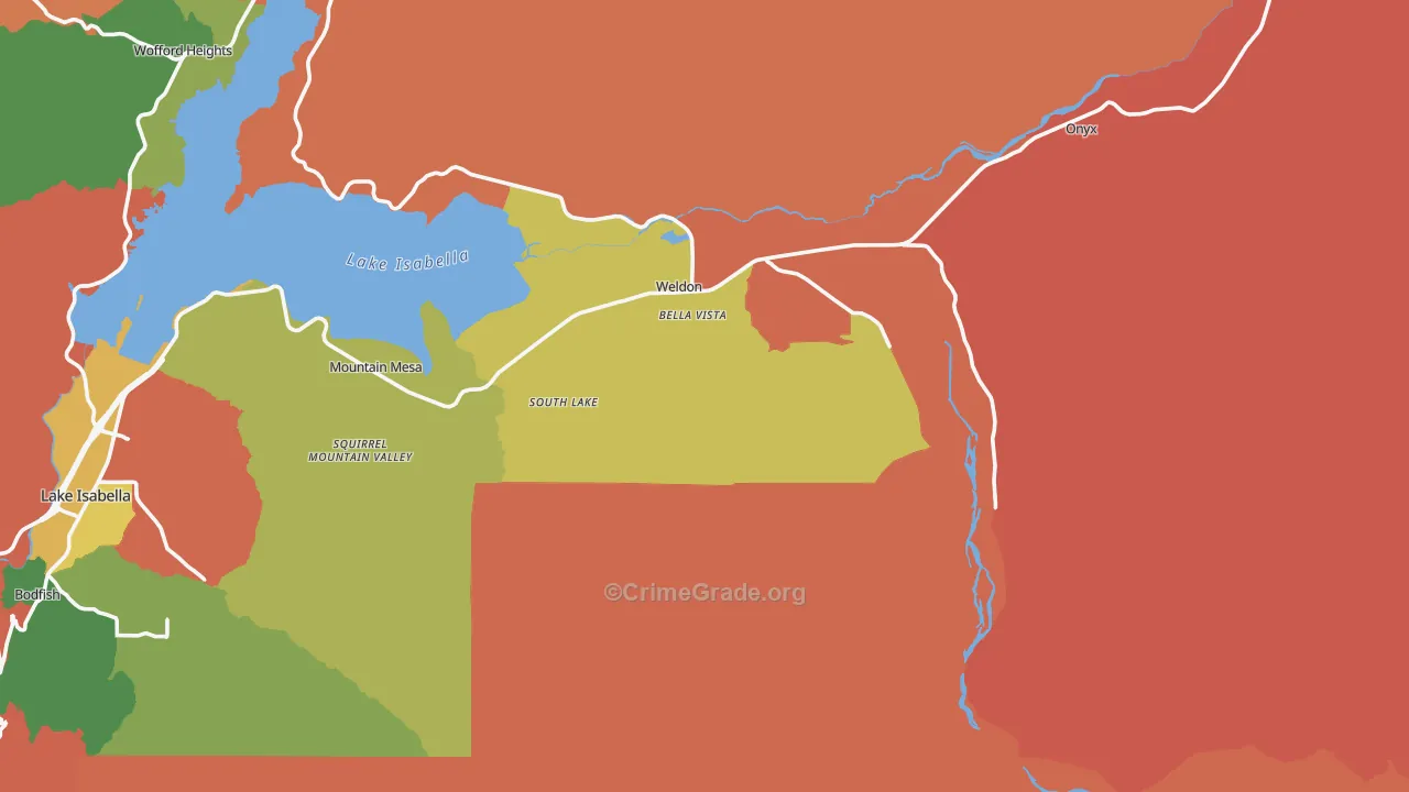 Weldon, CA Map of Drug-Related Crime Rates