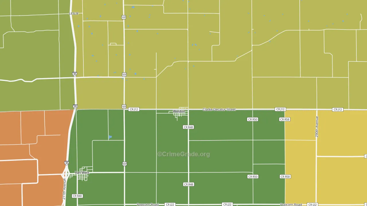 Weldon, IA Map of Drug-Related Crime Rates