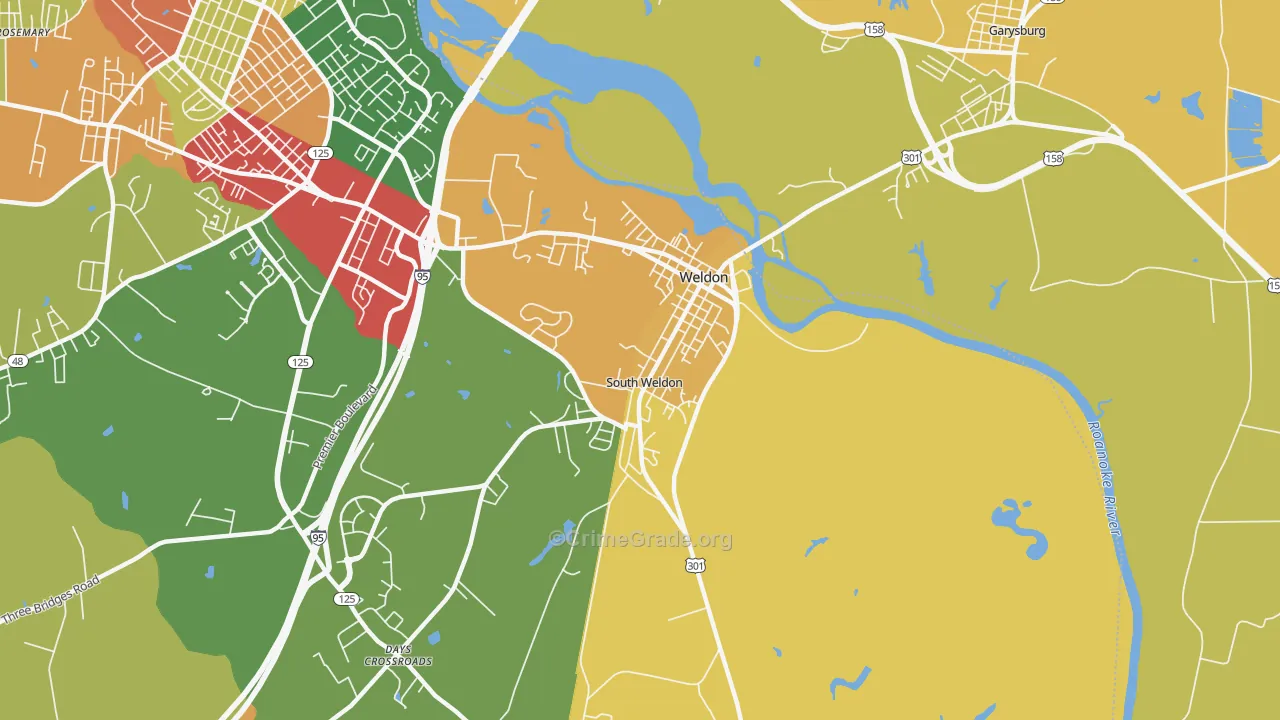 Weldon, NC Map of Drug-Related Crime Rates
