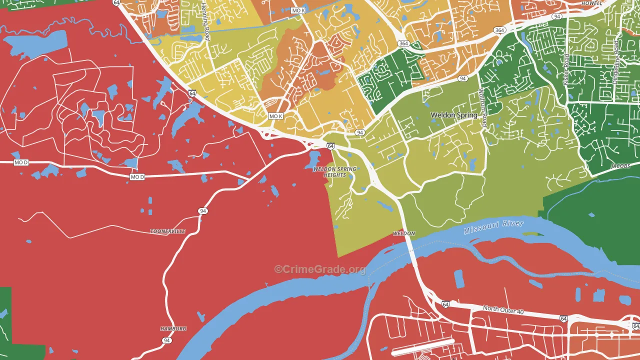 Weldon Spring Heights, MO Map of Drug-Related Crime Rates