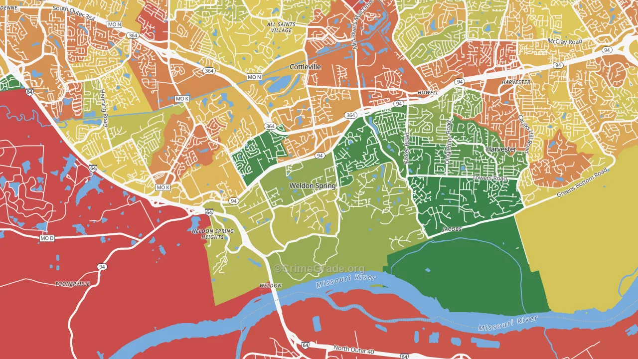 Weldon Spring, MO Map of Drug-Related Crime Rates
