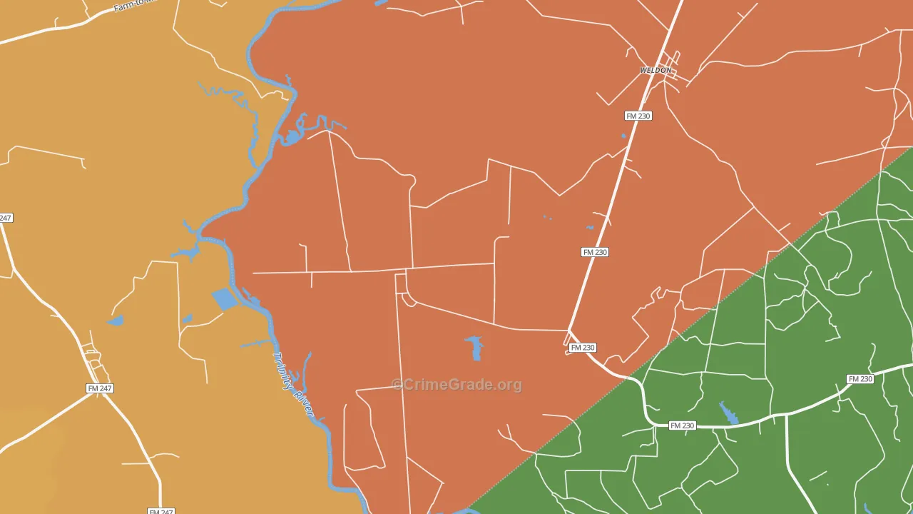 Weldon, TX Map of Drug-Related Crime Rates