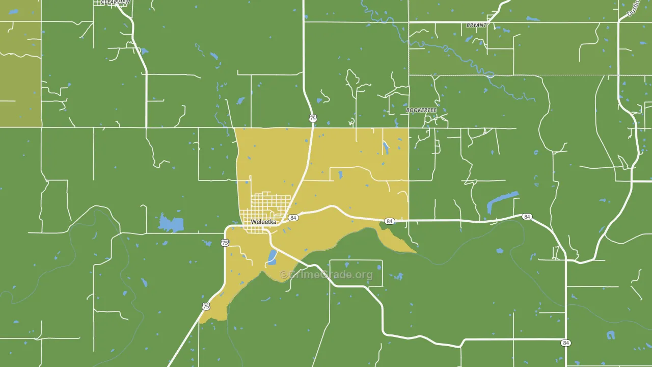 Weleetka, OK Map of Drug-Related Crime Rates