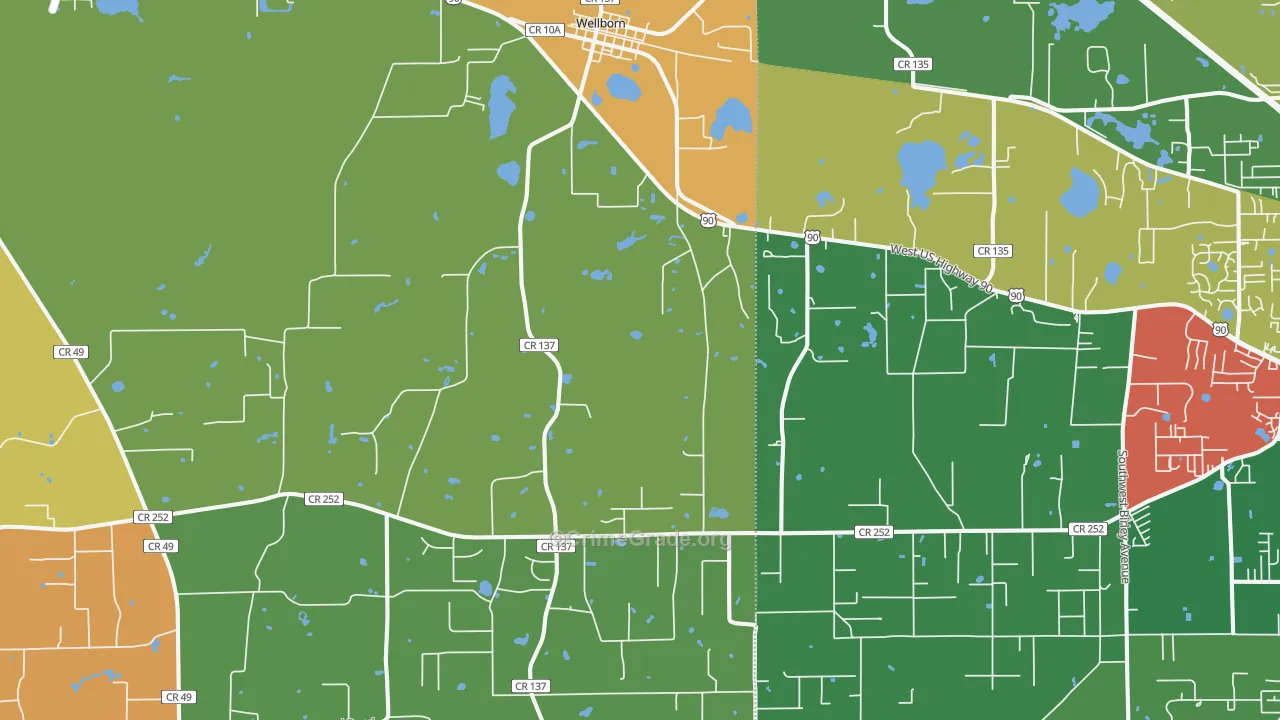 Wellborn, FL Map of Drug-Related Crime Rates