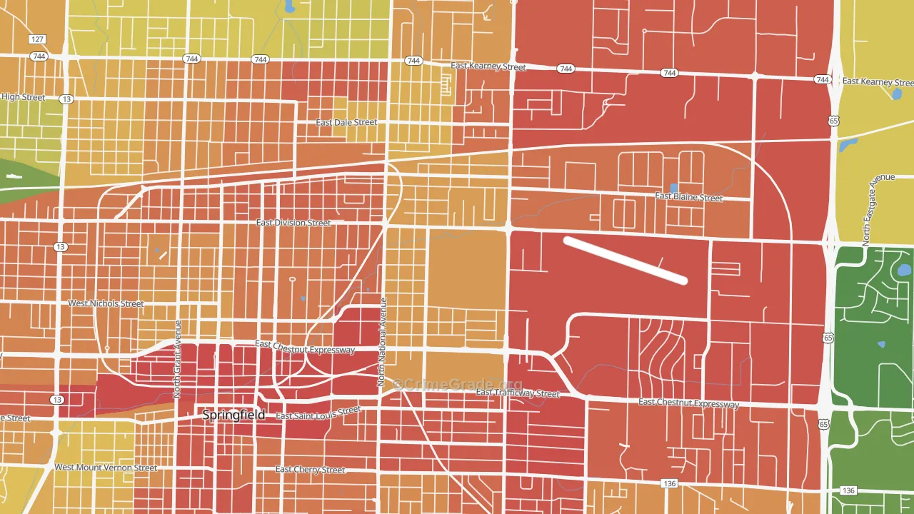 Weller, Springfield, MO Map of Drug-Related Crime Rates