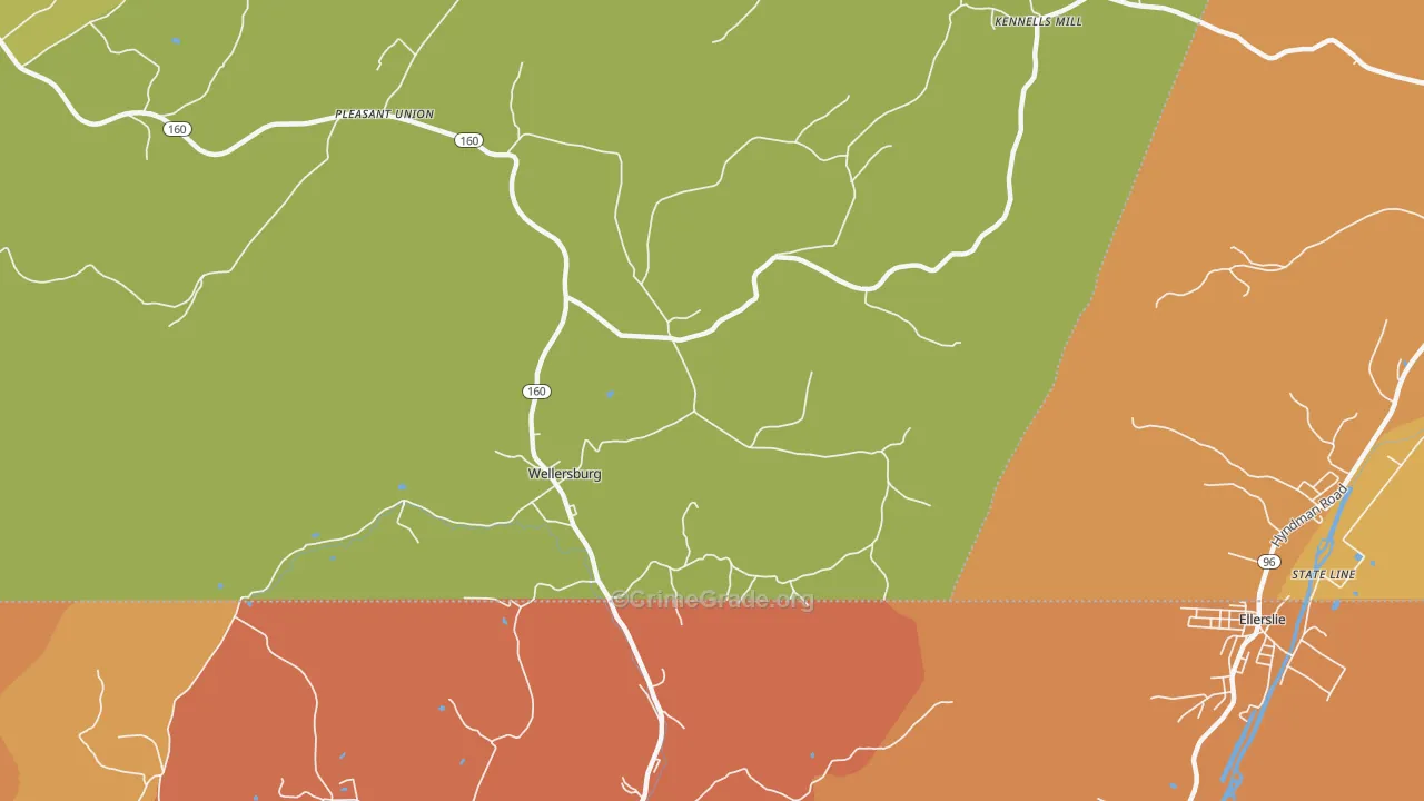 Wellersburg, PA Map of Drug-Related Crime Rates