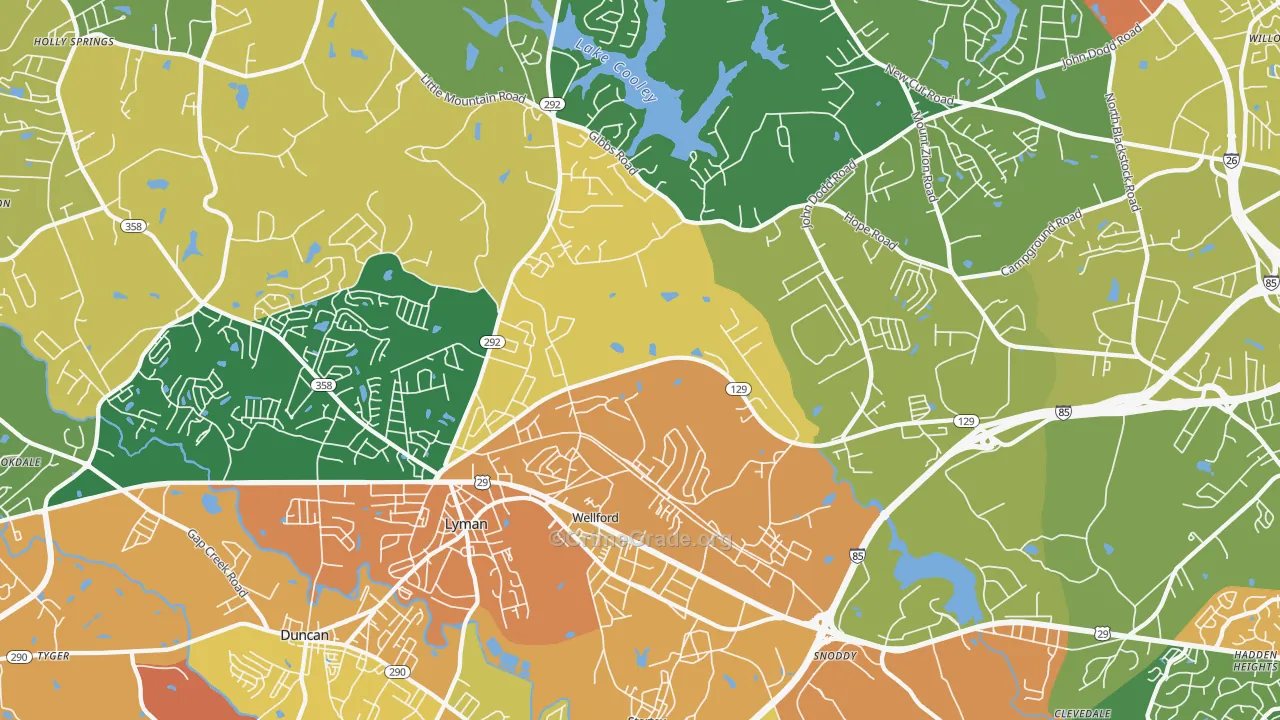 Wellford, SC Map of Drug-Related Crime Rates