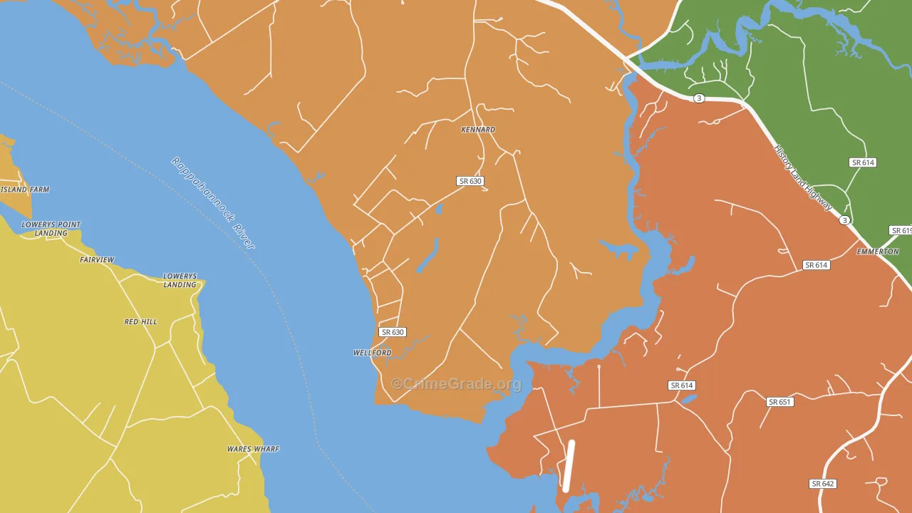 Wellford, VA Map of Drug-Related Crime Rates