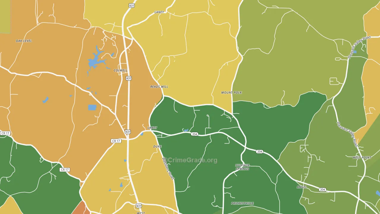 Wellington, AL Map of Drug-Related Crime Rates