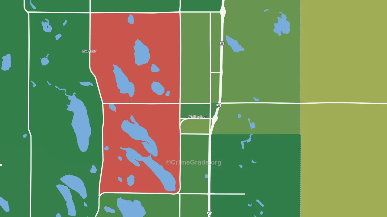 Wellington, CO Map of Drug-Related Crime Rates