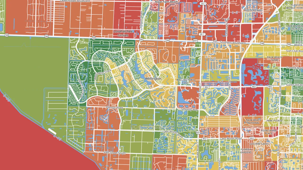 Wellington, FL Map of Drug-Related Crime Rates