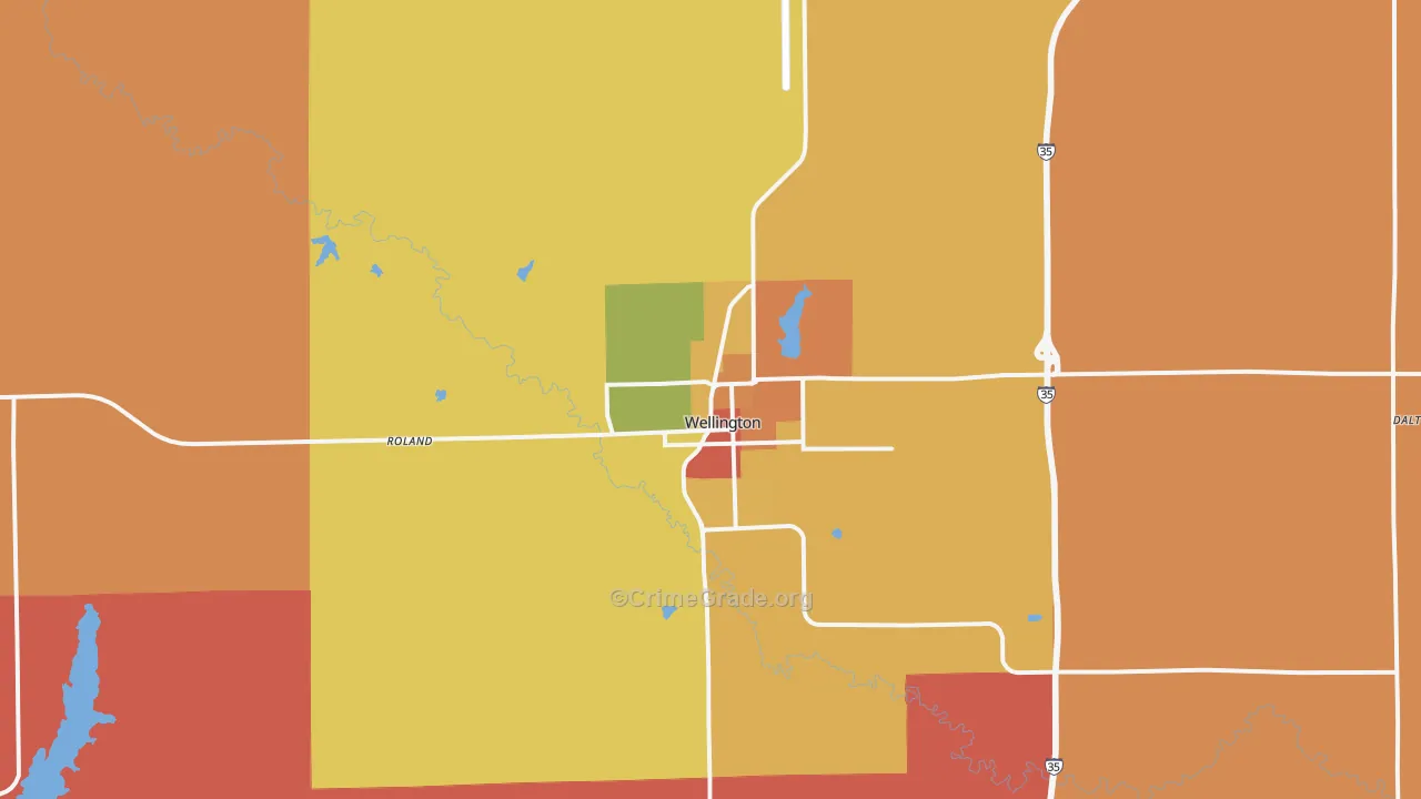 Wellington, KS Map of Drug-Related Crime Rates