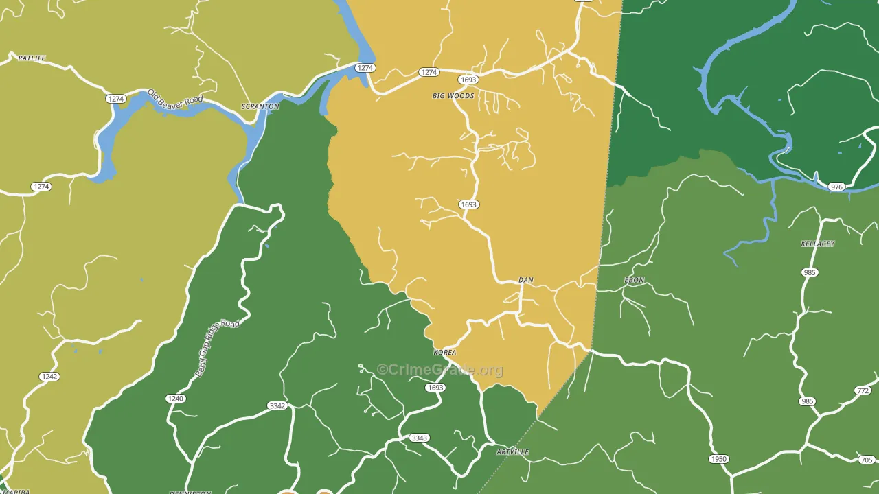 Wellington, KY Map of Drug-Related Crime Rates