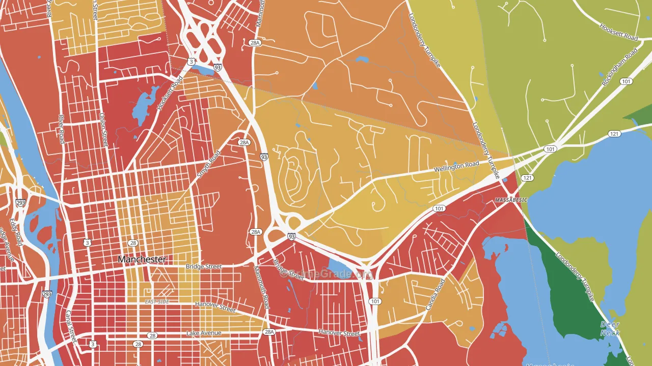 Wellington, Manchester, NH Map of Drug-Related Crime Rates