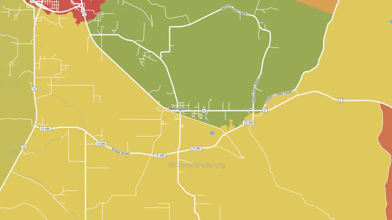 Wellington, UT Map of Drug-Related Crime Rates