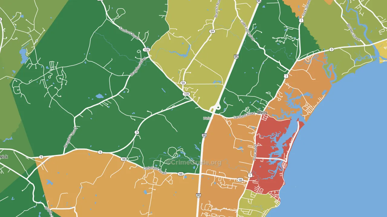 Wells, ME Map of Drug-Related Crime Rates