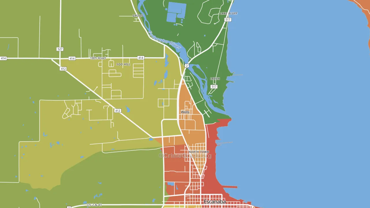 Wells, MI Map of Drug-Related Crime Rates