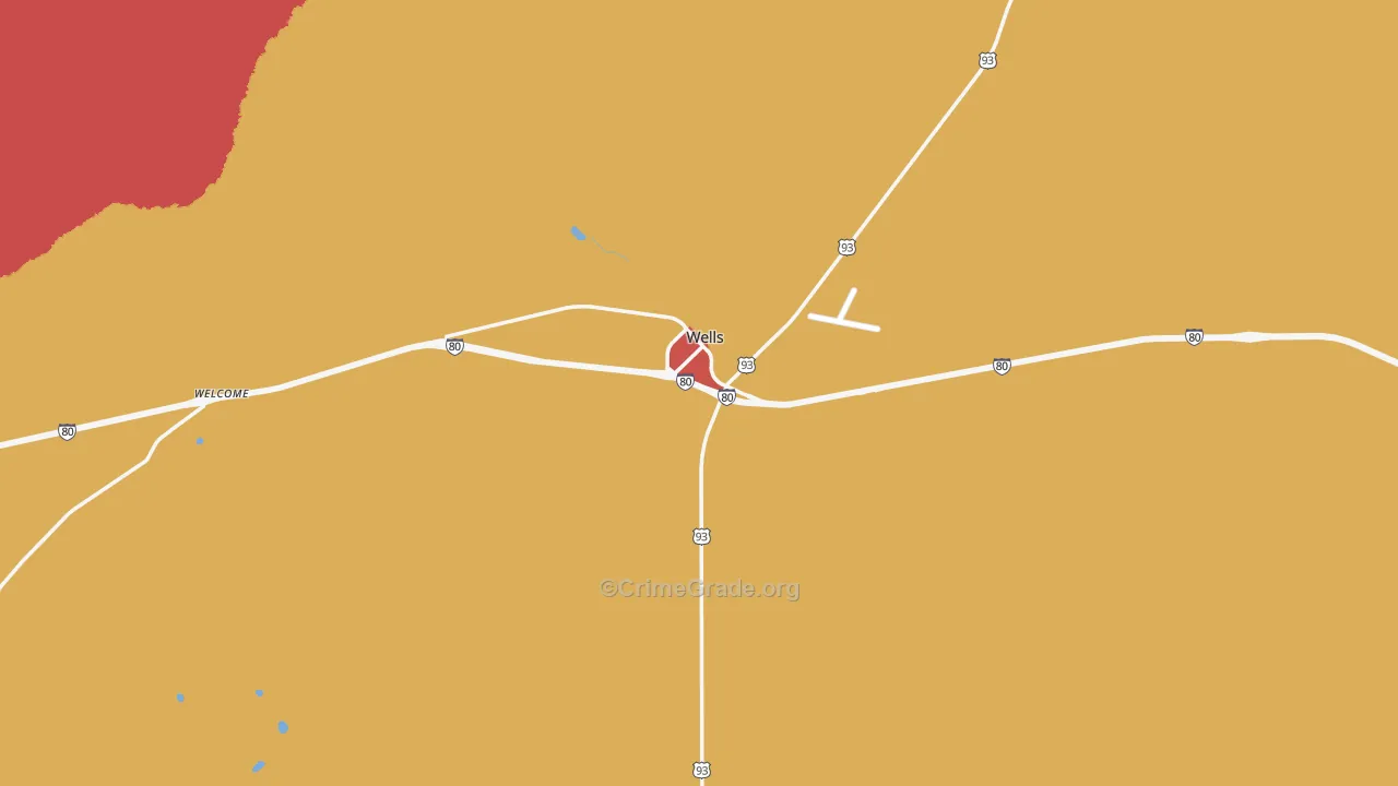 Wells, NV Map of Drug-Related Crime Rates