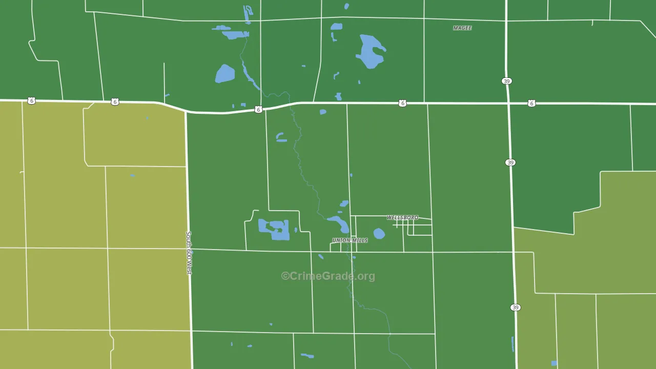 Wellsboro, IN Map of Drug-Related Crime Rates