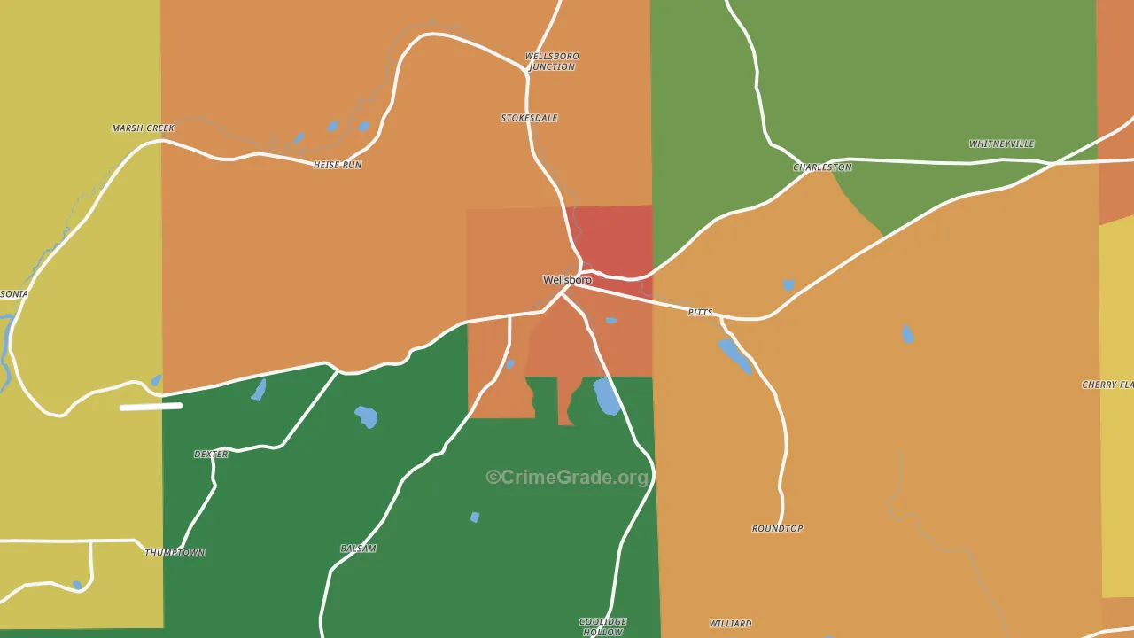Wellsboro, PA Map of Drug-Related Crime Rates
