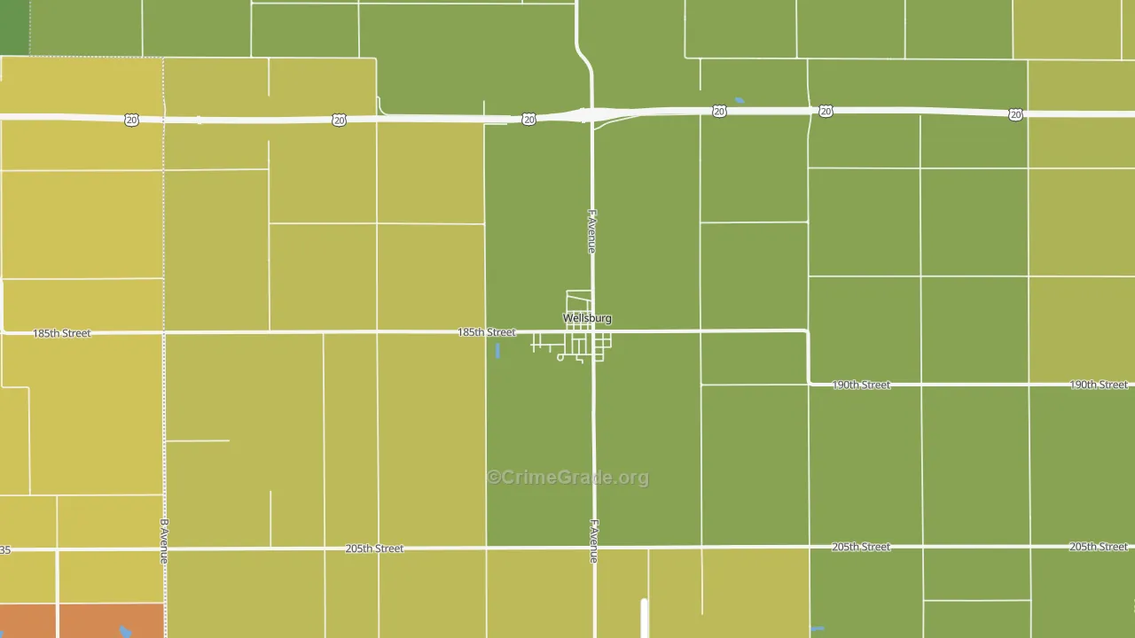 Wellsburg, IA Map of Drug-Related Crime Rates