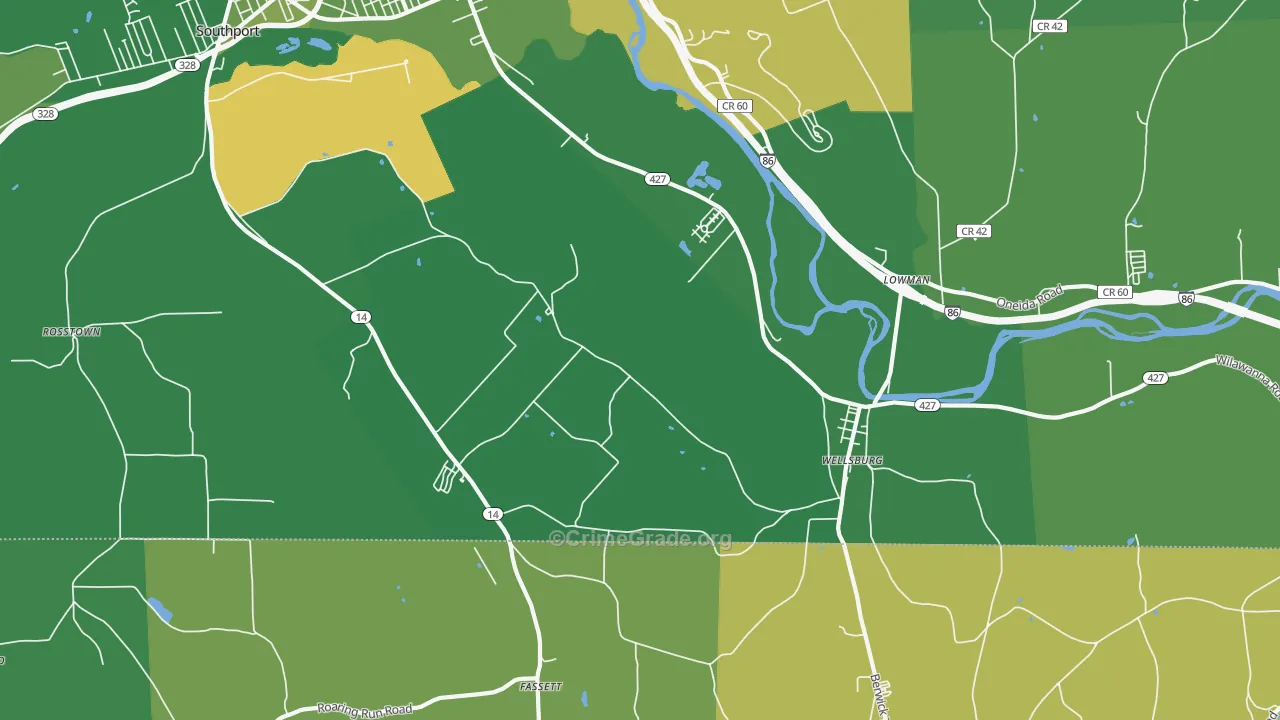 Wellsburg, NY Map of Drug-Related Crime Rates