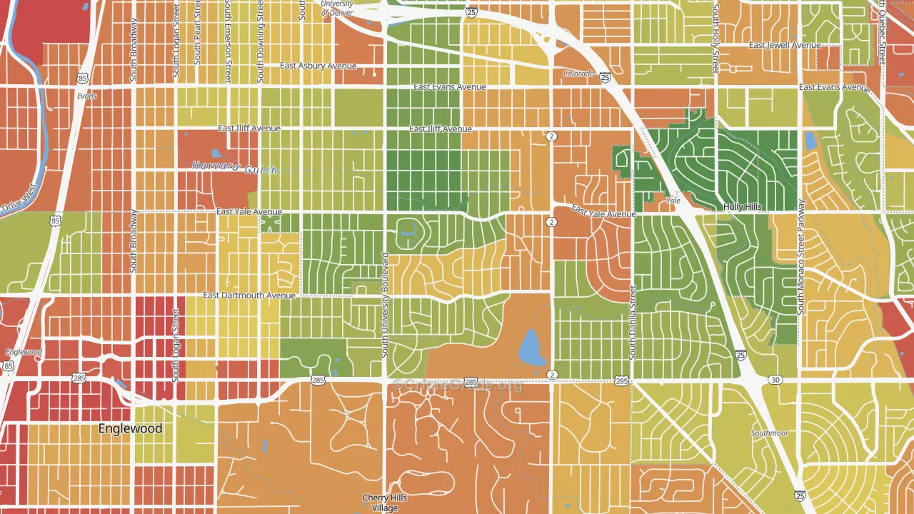 Wellshire, Denver, CO Map of Drug-Related Crime Rates