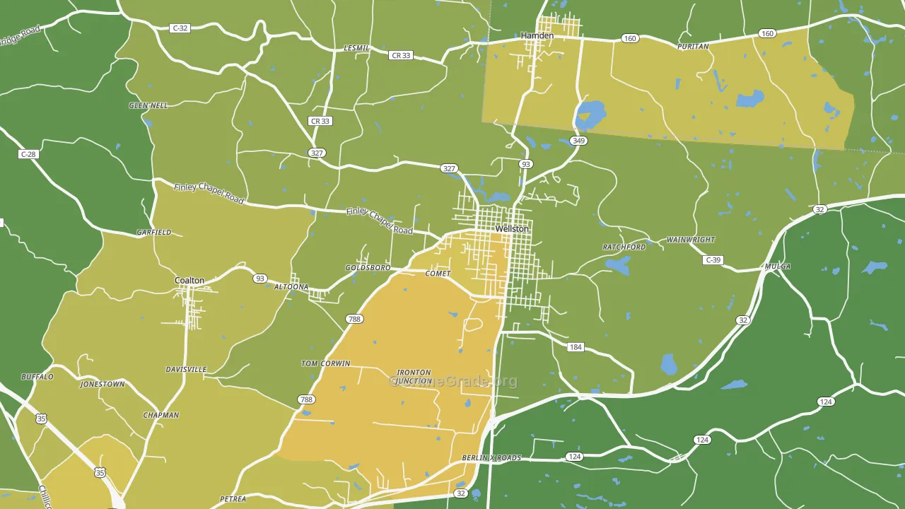 Wellston, OH Map of Drug-Related Crime Rates