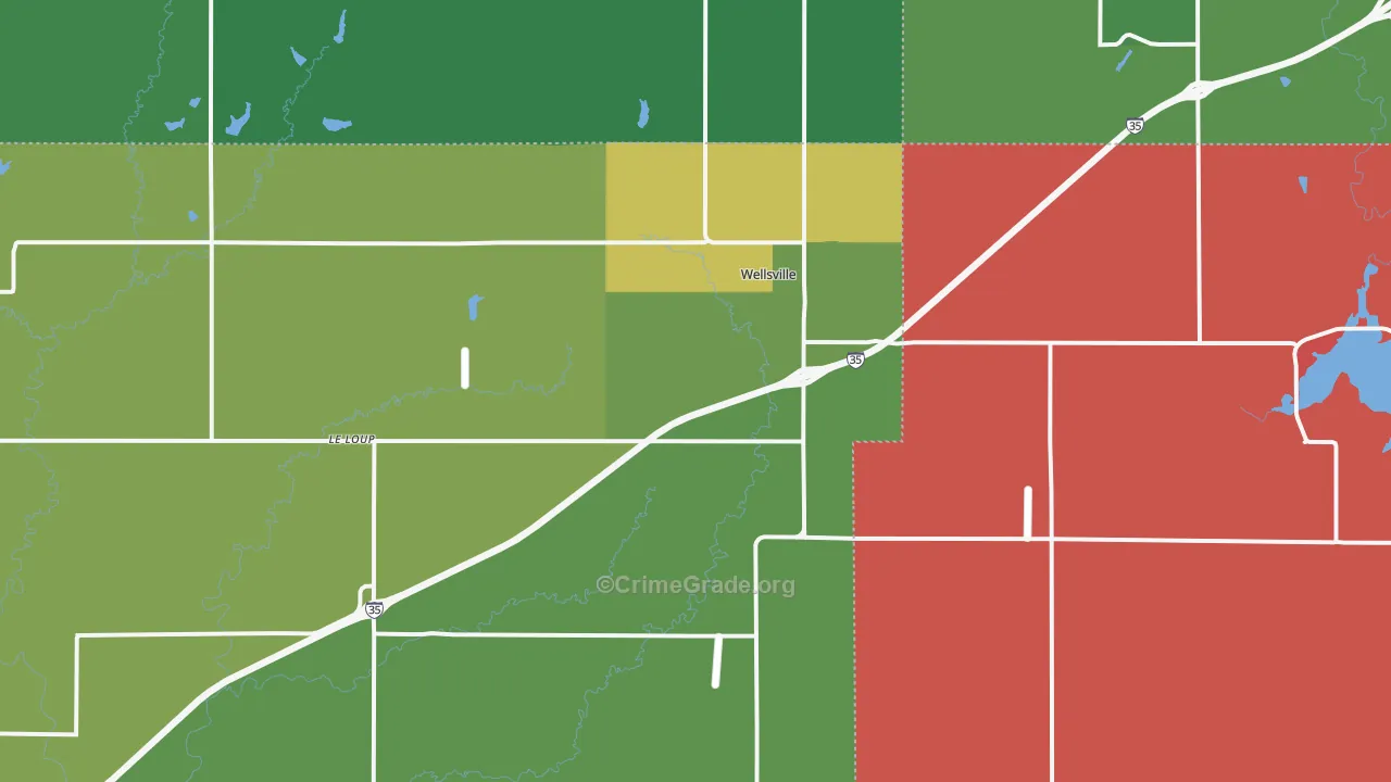 Wellsville, KS Map of Drug-Related Crime Rates