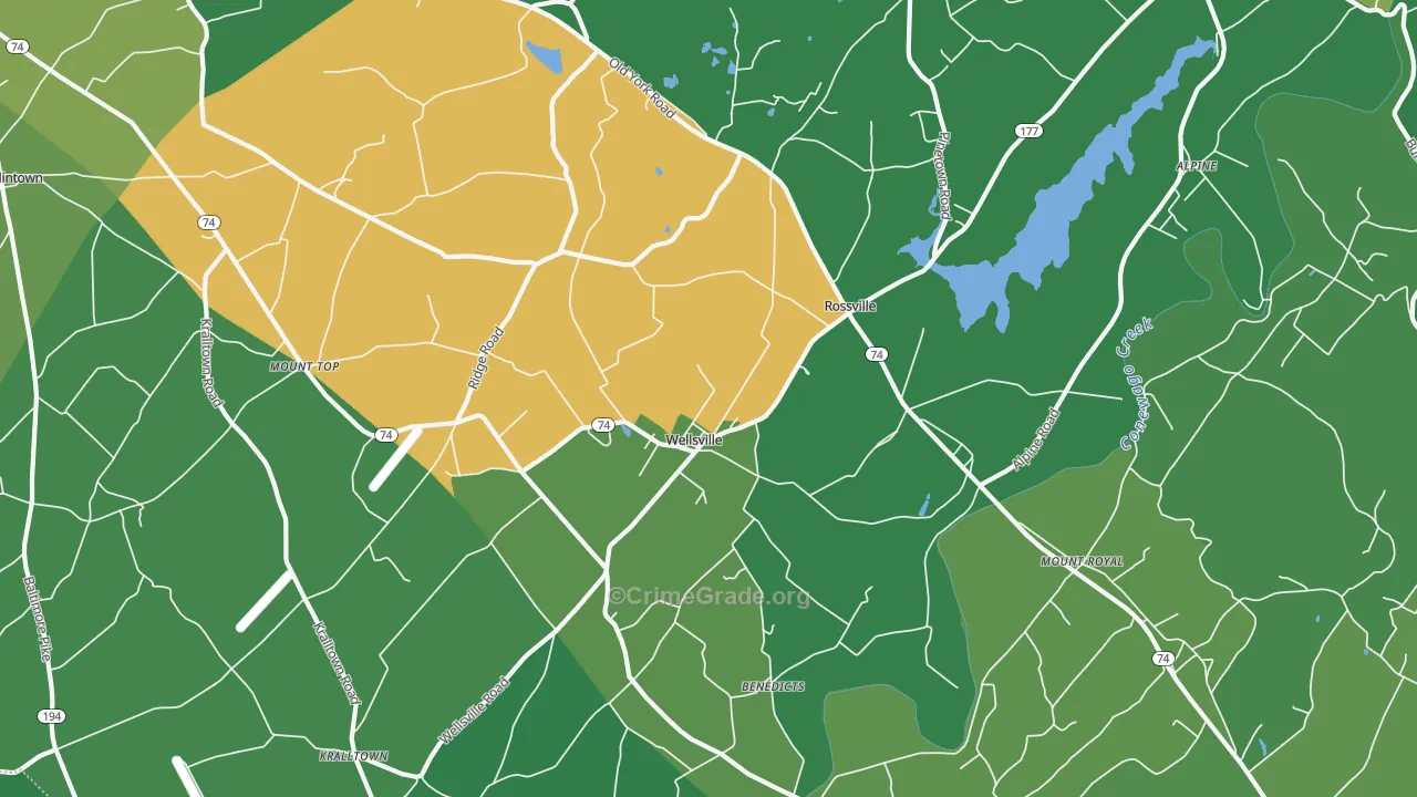 Wellsville, PA Map of Drug-Related Crime Rates