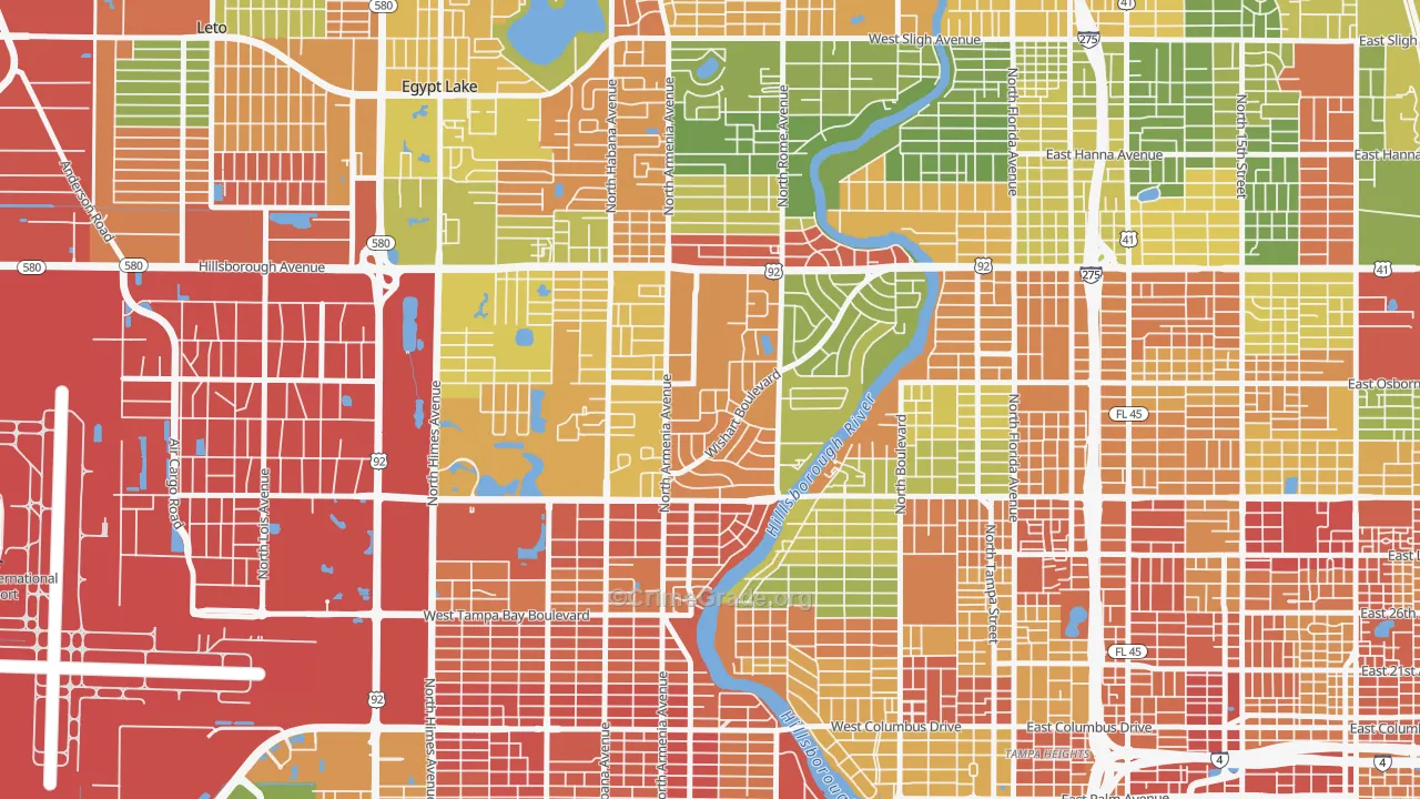 Wellswood, Tampa, FL Map of Drug-Related Crime Rates