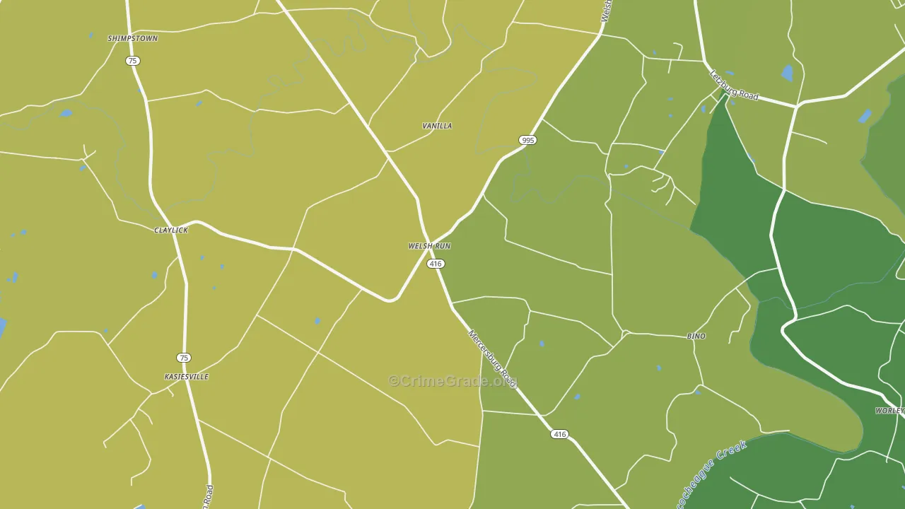 Welsh Run, PA Map of Drug-Related Crime Rates