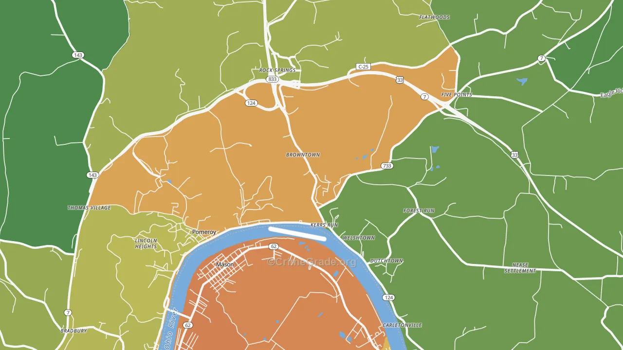 Welshtown, OH Map of Drug-Related Crime Rates