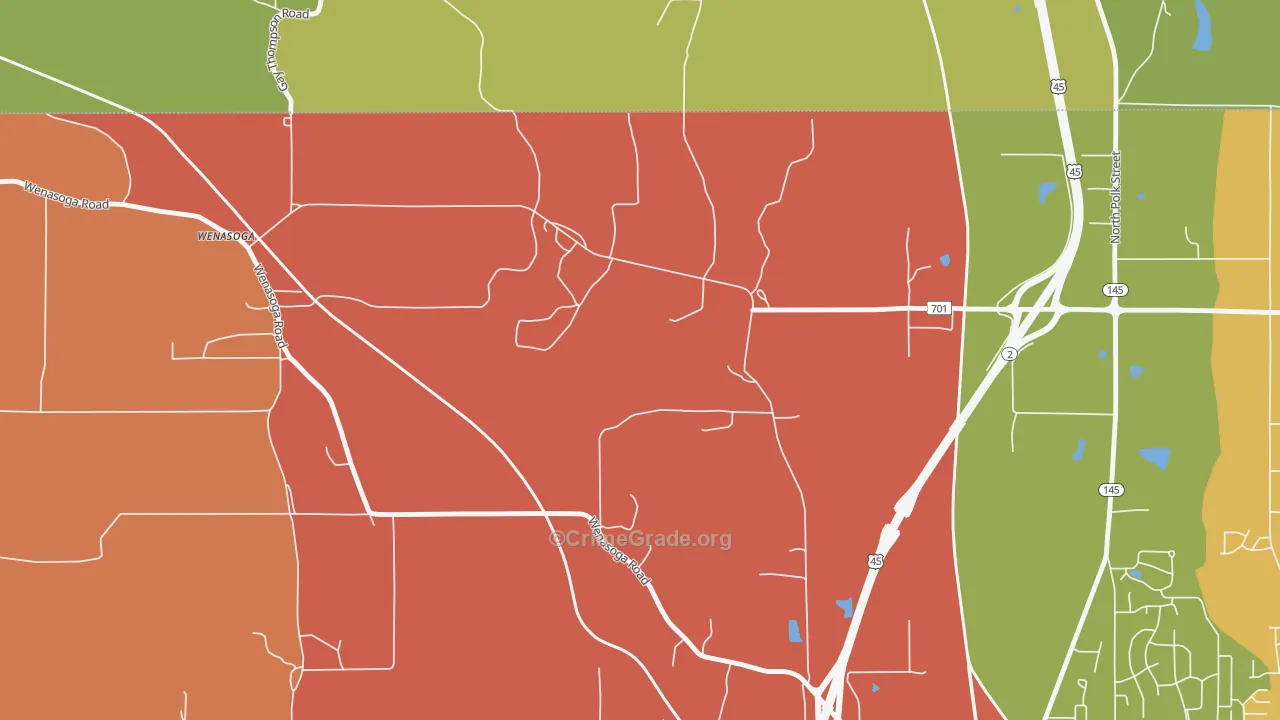 Wenasoga, MS Map of Drug-Related Crime Rates