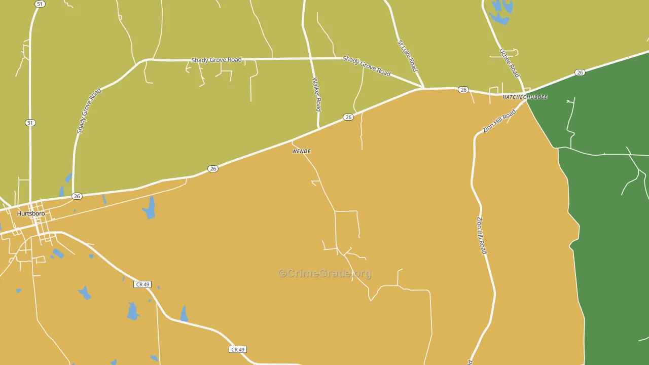 Wende, AL Map of Drug-Related Crime Rates