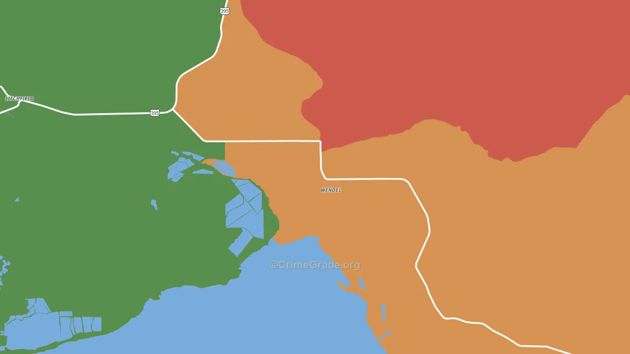 Wendel, CA Map of Drug-Related Crime Rates