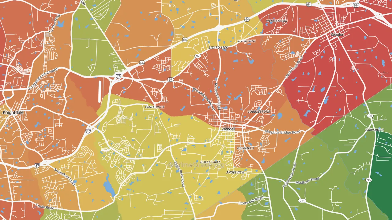 Wendell, NC Map of Drug-Related Crime Rates
