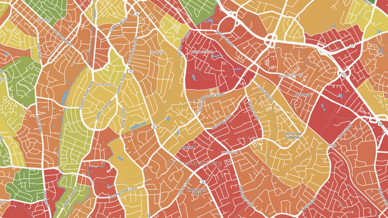 Wendover-Sedgewood, Charlotte, NC Map of Drug-Related Crime Rates