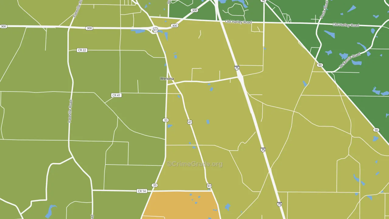 Wenona, GA Map of Drug-Related Crime Rates