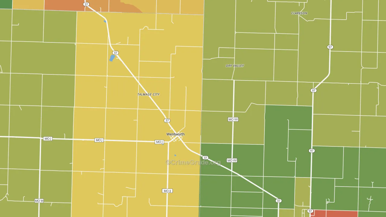 Wentworth, MO Map of Drug-Related Crime Rates