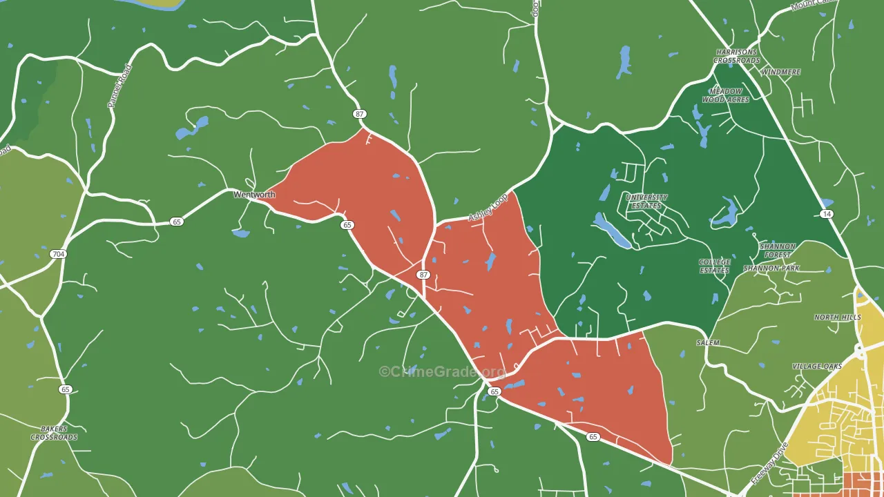 Wentworth, NC Map of Drug-Related Crime Rates