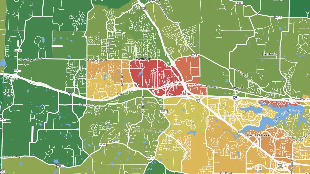 Wentzville, MO Map of Drug-Related Crime Rates