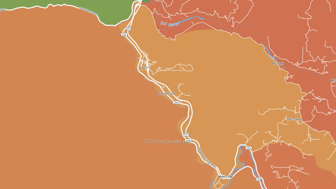 Weott, CA Map of Drug-Related Crime Rates