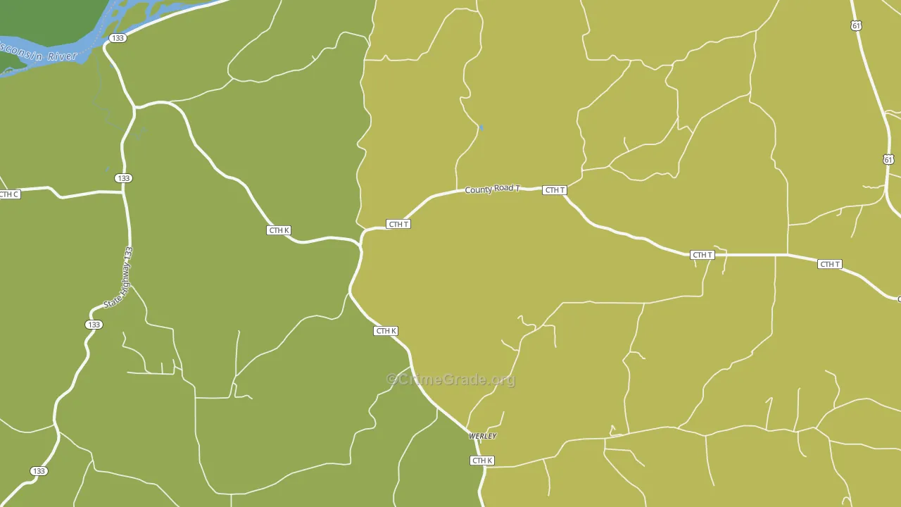 Werley, WI Map of Drug-Related Crime Rates