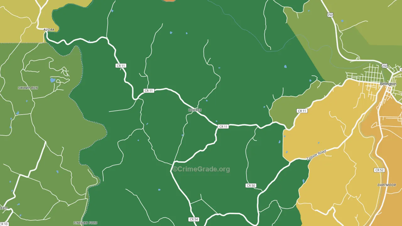 Werner, WV Map of Drug-Related Crime Rates