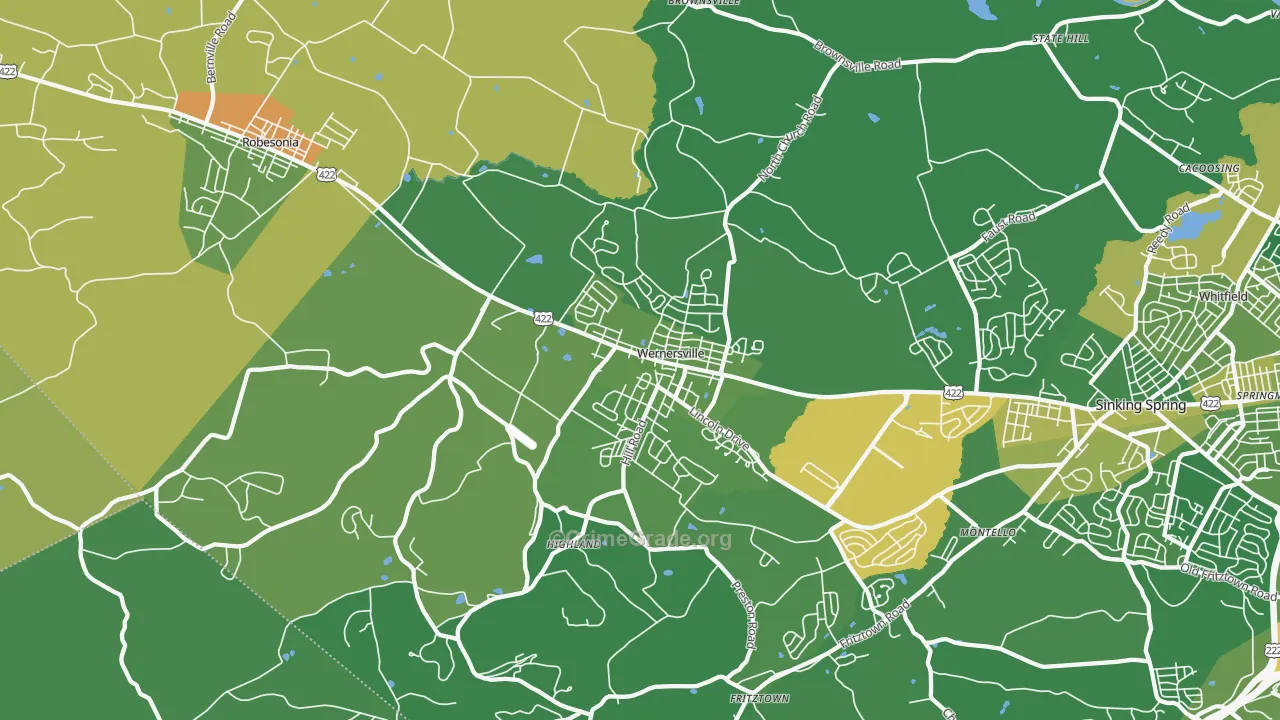Wernersville, PA Map of Drug-Related Crime Rates